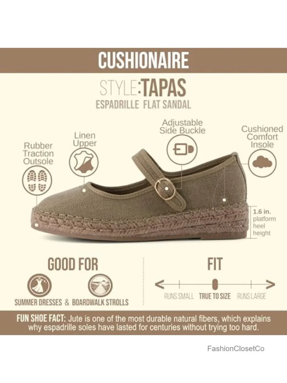 Canvas Espadrilles Mary Jane Flat with Adjustable Strap and Cushioned Comfort